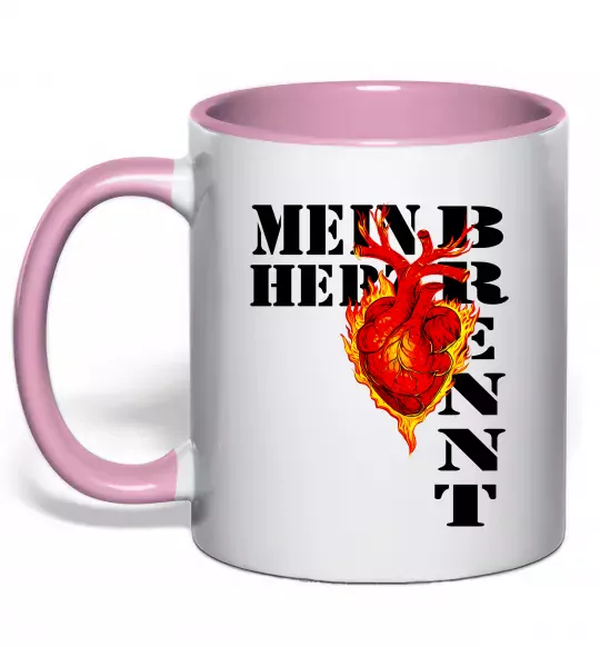 Чашка с цветной ручкой Mein Herz Brennt Нежно розовый фото