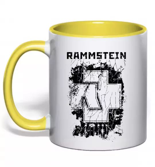 Чашка з кольоровою ручкою Рамштайн лого Сонячно жовтий фото