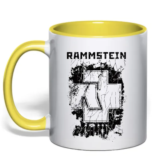 Чашка с цветной ручкой Рамштайн лого Лимонный фото