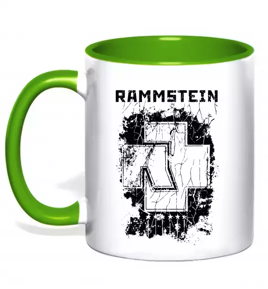 Чашка з кольоровою ручкою Рамштайн лого Зелений фото