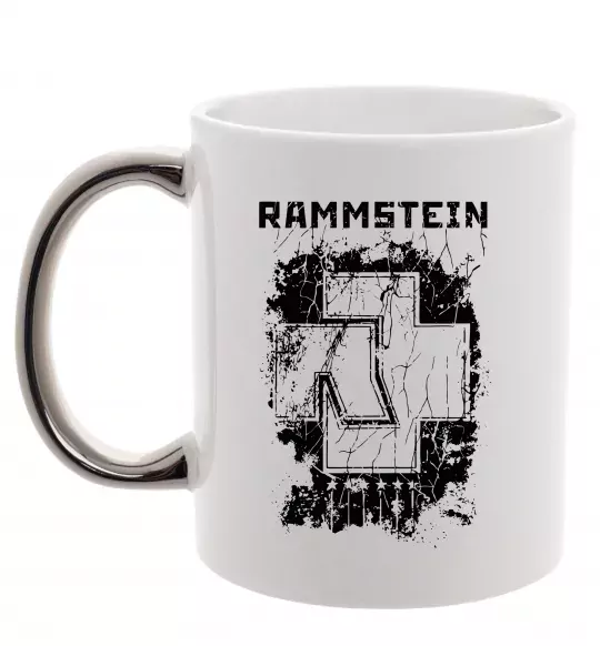 Чашка з кольоровою ручкою Рамштайн лого Срібло фото