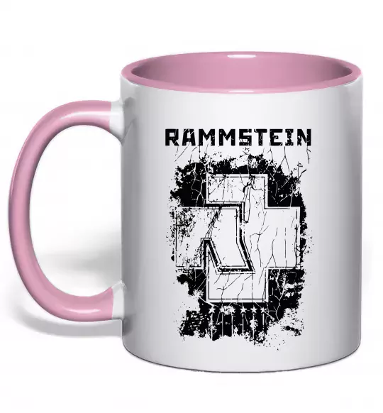 Чашка з кольоровою ручкою Рамштайн лого Ніжно рожевий фото