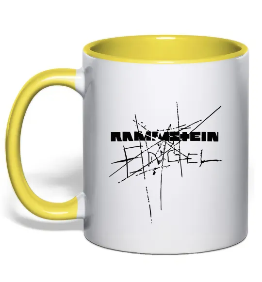 Чашка с цветной ручкой Rammstein Engel Лимонный фото