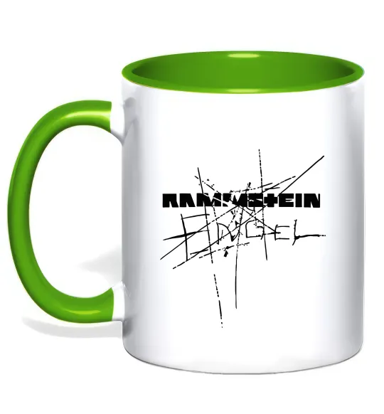 Чашка с цветной ручкой Rammstein Engel Лаймовый фото