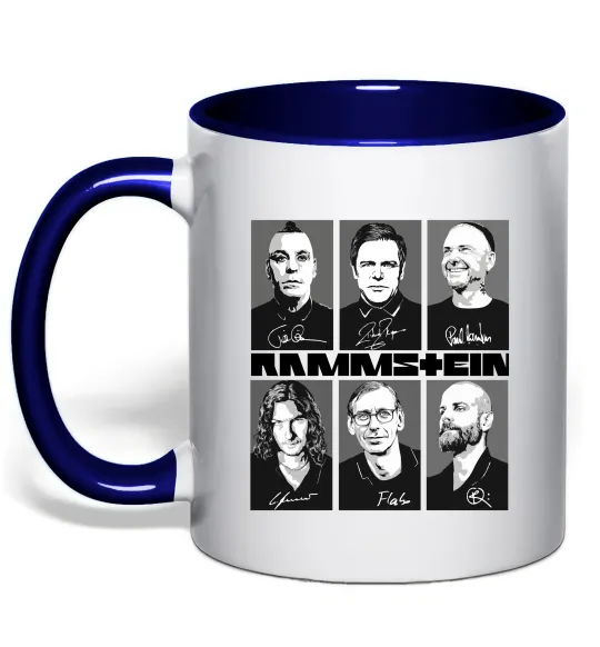 Чашка з кольоровою ручкою Rammstein autographs Глибокий темно-синій фото