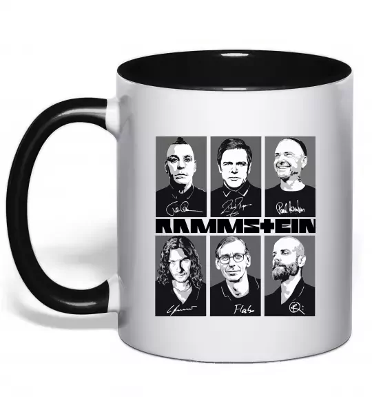 Чашка з кольоровою ручкою Rammstein autographs Чорний фото