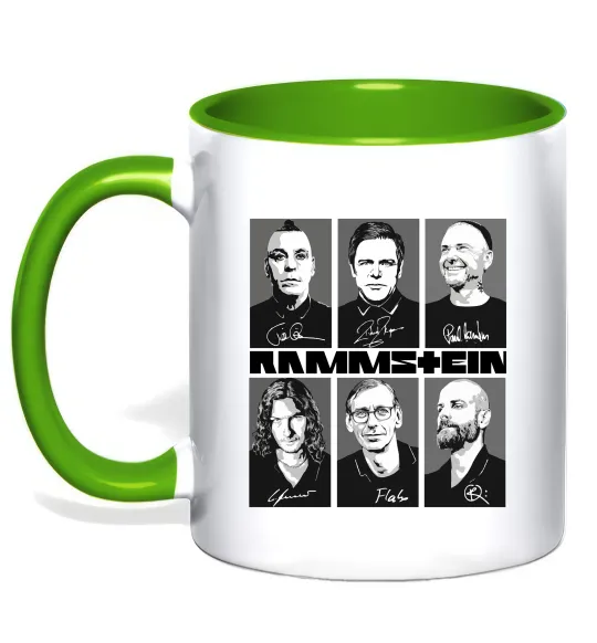 Чашка с цветной ручкой Rammstein autographs Лаймовый фото