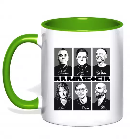 Чашка з кольоровою ручкою Rammstein autographs Зелений фото