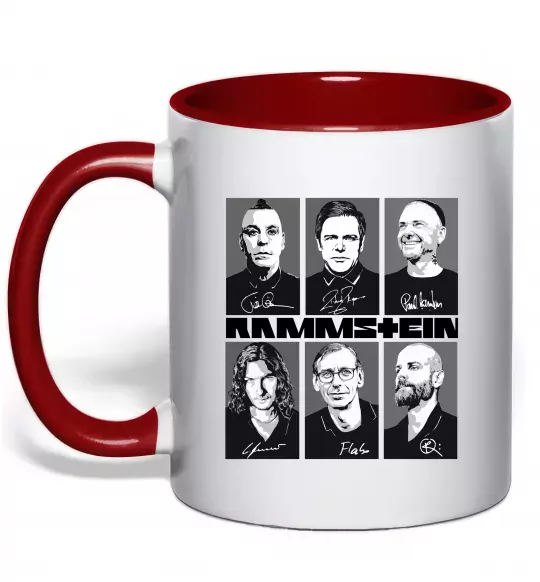 Чашка з кольоровою ручкою Rammstein autographs Червоний фото