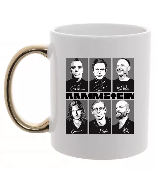 Чашка з кольоровою ручкою Rammstein autographs Золото фото