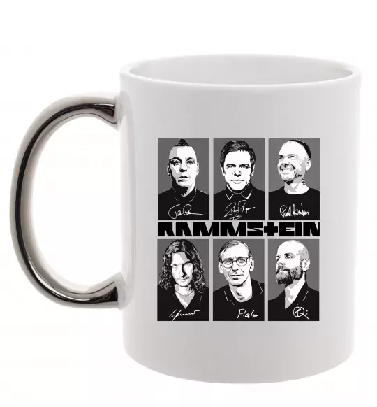 Чашка з кольоровою ручкою Rammstein autographs Срібло фото