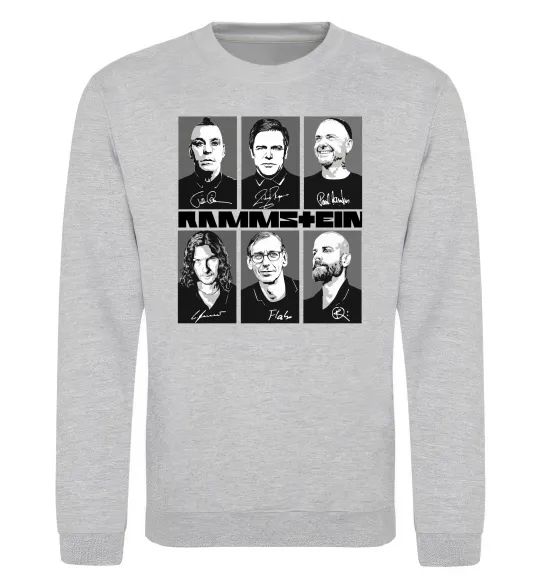 Світшот Rammstein autographs Сірий меланж фото