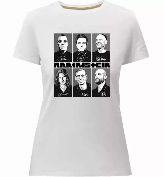 Жіноча преміум футболка Rammstein autographs Білий фото