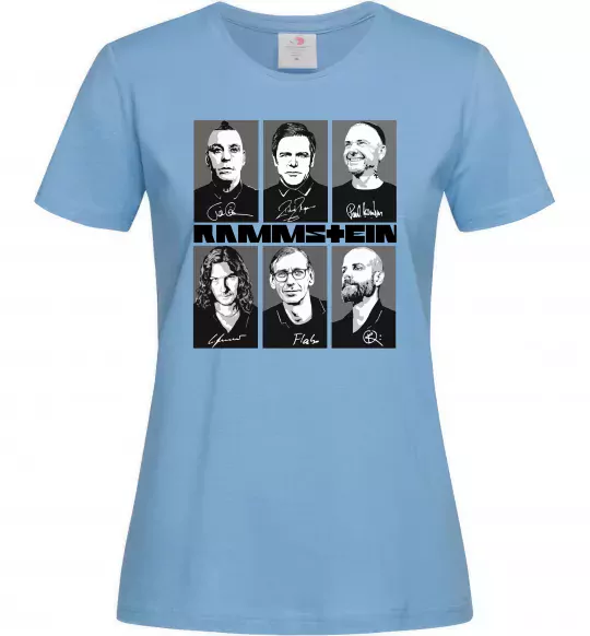 Жіноча футболка Rammstein autographs Блакитний фото