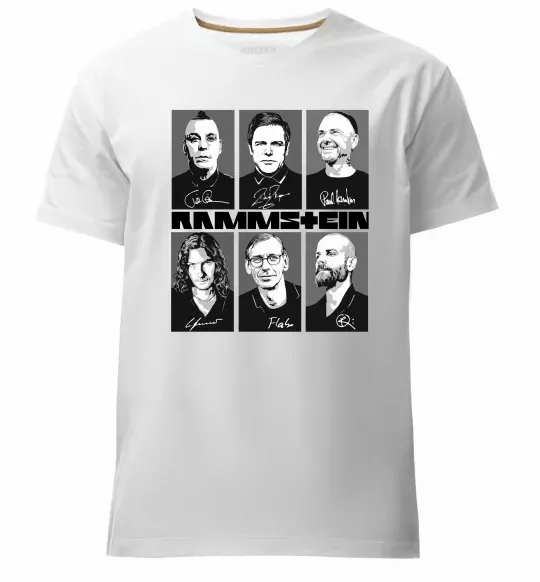 Чоловіча преміум футболка Rammstein autographs Білий фото