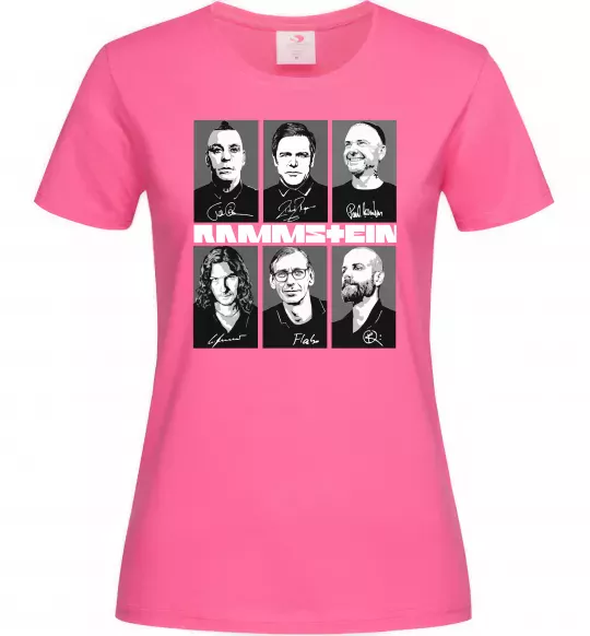 Жіноча футболка Rammstein autographs Яскраво-рожевий фото
