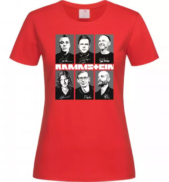 Жіноча футболка Rammstein autographs Червоний фото
