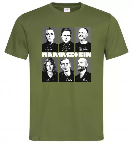 Чоловіча футболка Rammstein autographs Оливковий фото