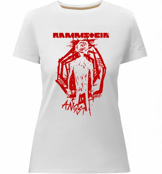 Жіноча преміум футболка Rammstein Angst Білий фото