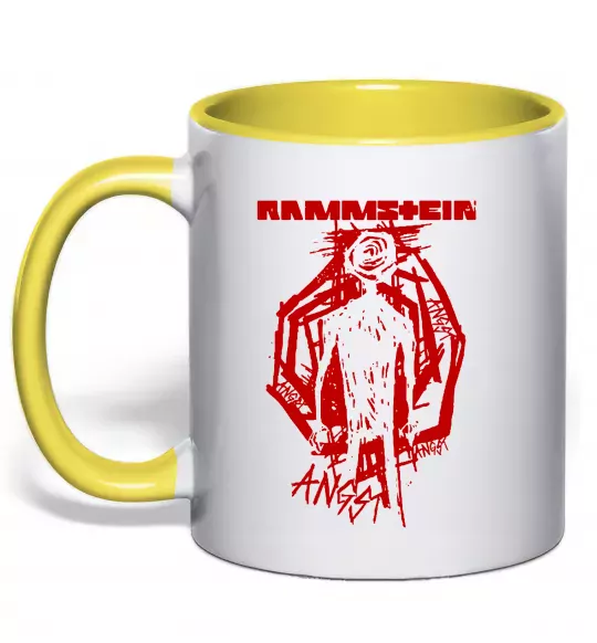 Чашка з кольоровою ручкою Rammstein Angst Сонячно жовтий фото