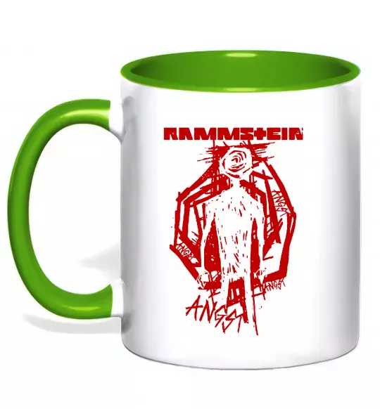 Чашка з кольоровою ручкою Rammstein Angst Зелений фото