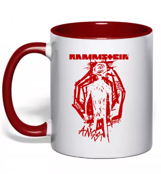 Чашка з кольоровою ручкою Rammstein Angst Червоний фото