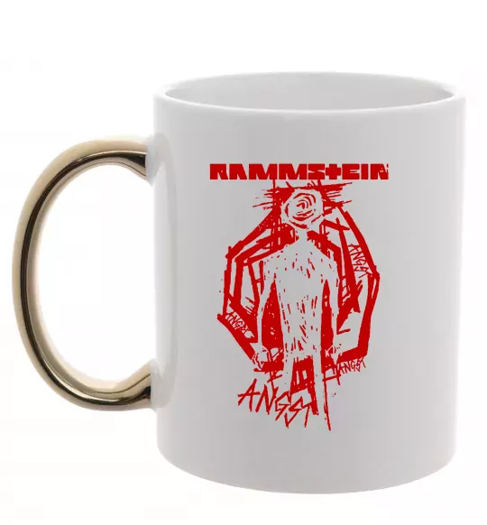 Чашка з кольоровою ручкою Rammstein Angst Золото фото