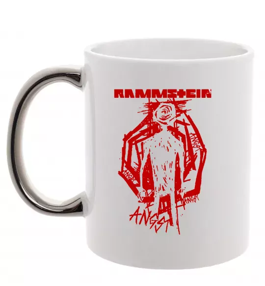 Чашка з кольоровою ручкою Rammstein Angst Срібло фото