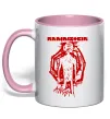 Чашка з кольоровою ручкою Rammstein Angst Ніжно рожевий фото
