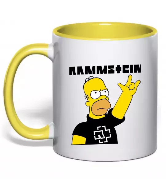 Чашка з кольоровою ручкою Rammstein Homer Simpson Сонячно жовтий фото