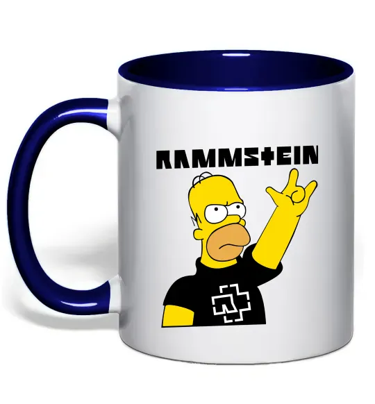 Чашка з кольоровою ручкою Rammstein Homer Simpson Глибокий темно-синій фото