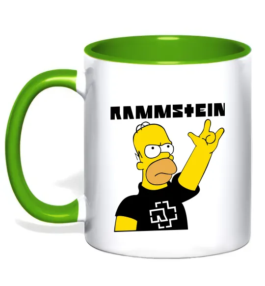 Чашка з кольоровою ручкою Rammstein Homer Simpson Лаймовий фото