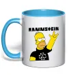 Чашка з кольоровою ручкою Rammstein Homer Simpson Блакитний фото