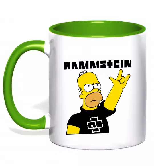 Чашка з кольоровою ручкою Rammstein Homer Simpson Зелений фото