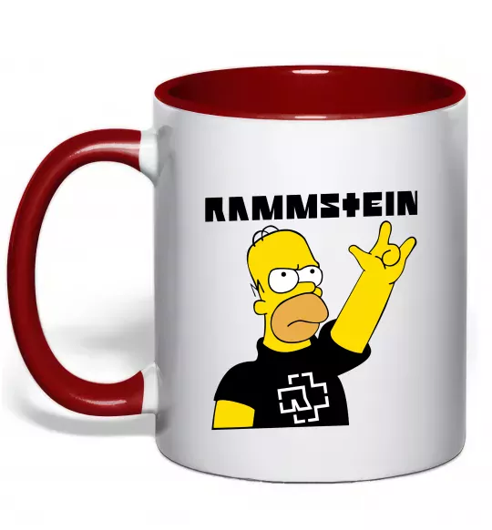 Чашка з кольоровою ручкою Rammstein Homer Simpson Червоний фото