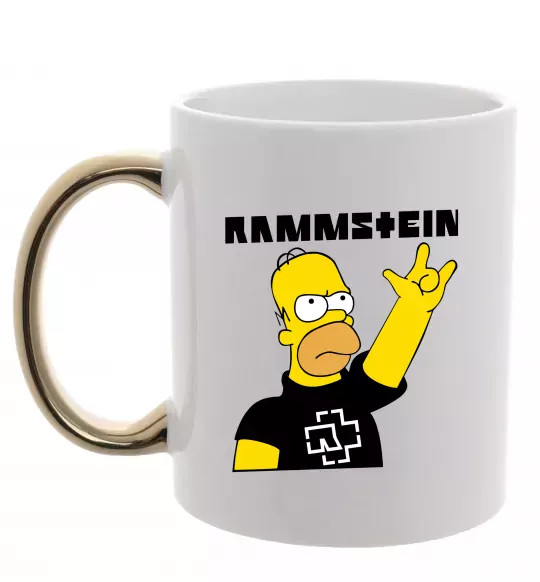 Чашка з кольоровою ручкою Rammstein Homer Simpson Золото фото