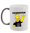 Чашка з кольоровою ручкою Rammstein Homer Simpson Срібло фото