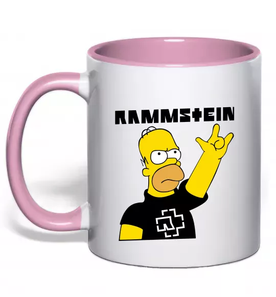 Чашка з кольоровою ручкою Rammstein Homer Simpson Ніжно рожевий фото