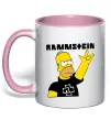 Чашка з кольоровою ручкою Rammstein Homer Simpson Ніжно рожевий фото
