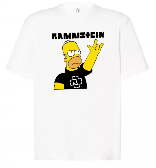 Футболка Оверсайз Rammstein Homer Simpson Белый фото
