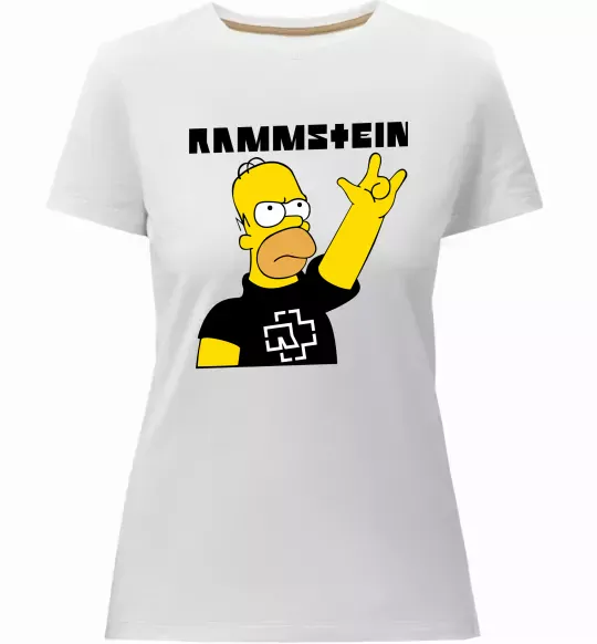 Жіноча преміум футболка Rammstein Homer Simpson Білий фото