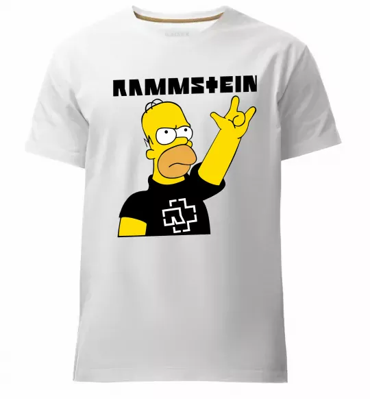 Чоловіча преміум футболка Rammstein Homer Simpson Білий фото