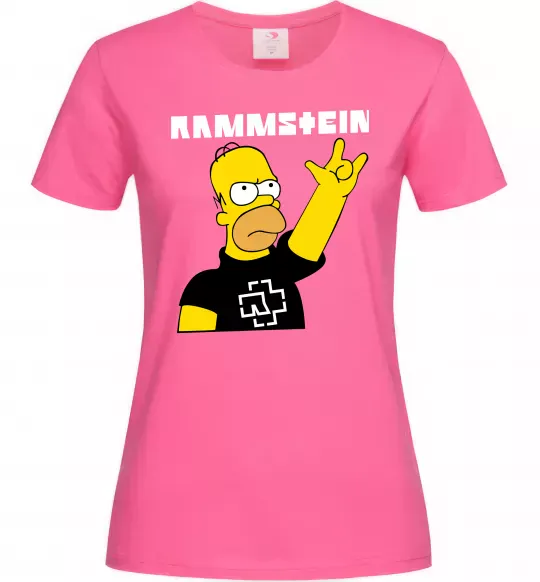 Жіноча футболка Rammstein Homer Simpson Яскраво-рожевий фото