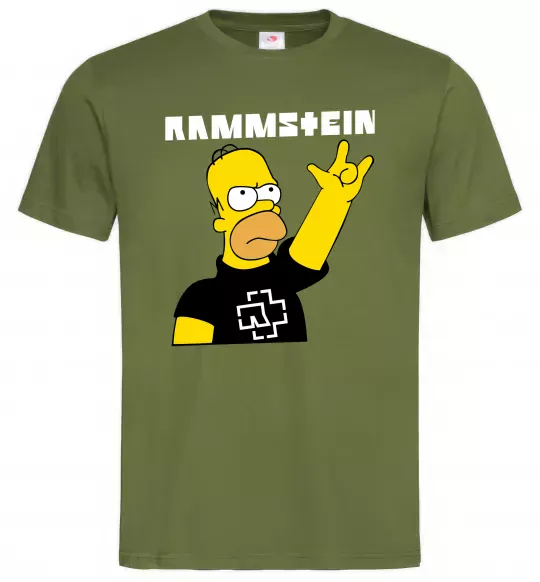 Чоловіча футболка Rammstein Homer Simpson Оливковий фото