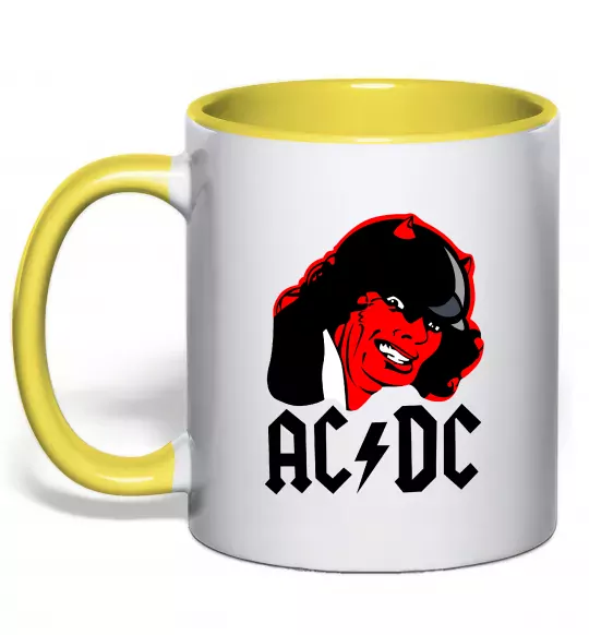 Чашка с цветной ручкой Ангус Янг Солнечно желтый фото