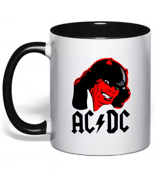 Чашка с цветной ручкой Ангус Янг Черный фото