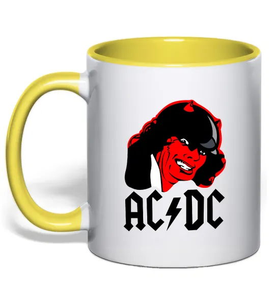 Чашка с цветной ручкой Ангус Янг Лимонный фото