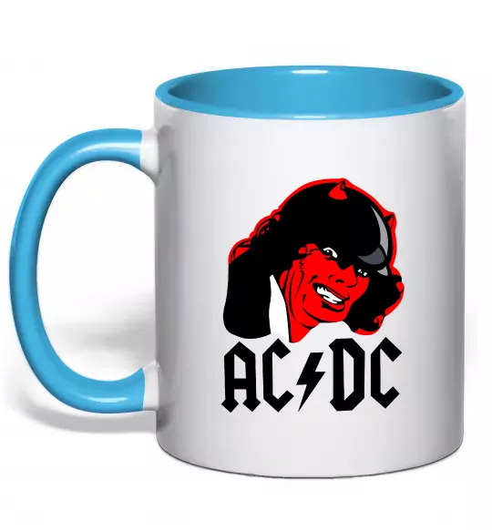 Чашка с цветной ручкой Ангус Янг Голубой фото