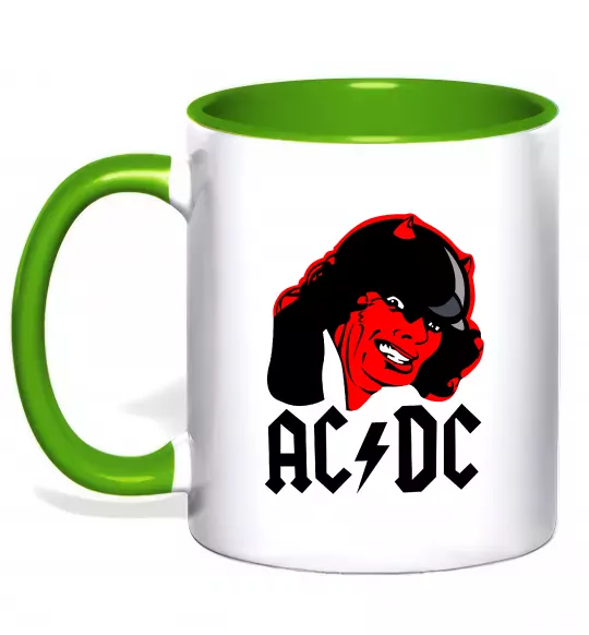 Чашка с цветной ручкой Ангус Янг Зеленый фото