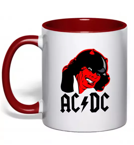 Чашка с цветной ручкой Ангус Янг Красный фото